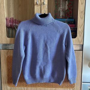 Vintage Lands' End Periwinkle Purple 100% Cotton Turtleneck Sweater Size Small